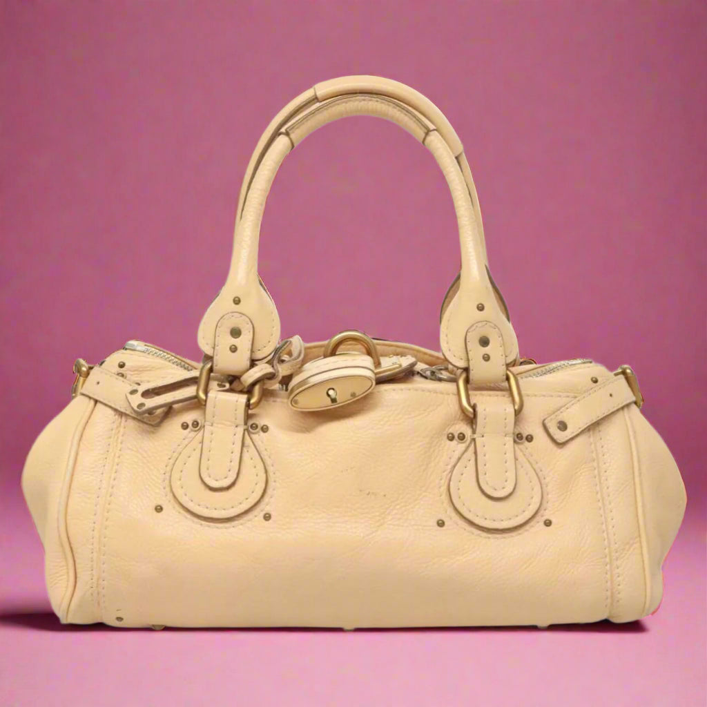 Chloe Paddington Hand Bag Leather Beige