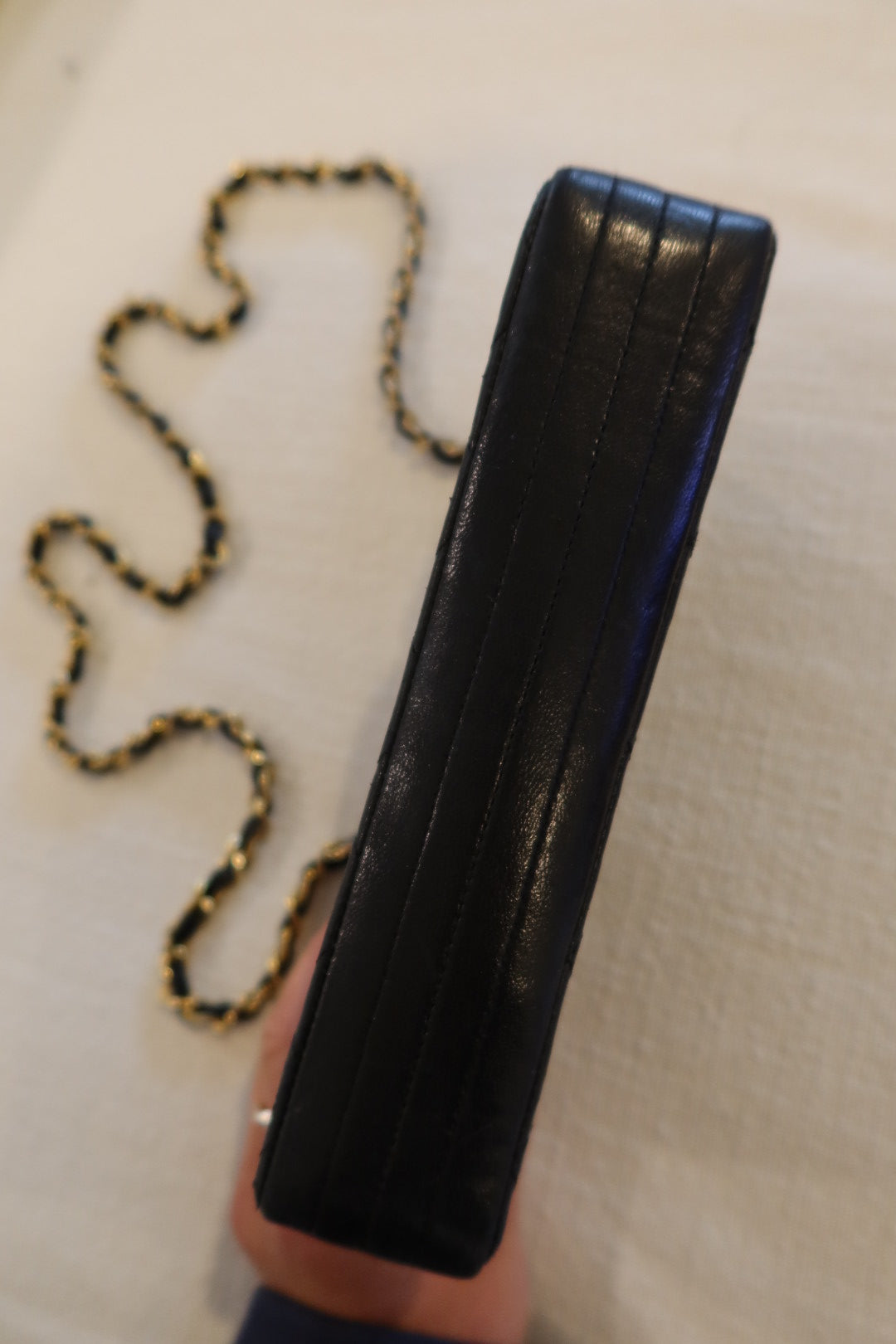 Chanel Vintage Classic Single Flap Bag Stitched Caviar Medium