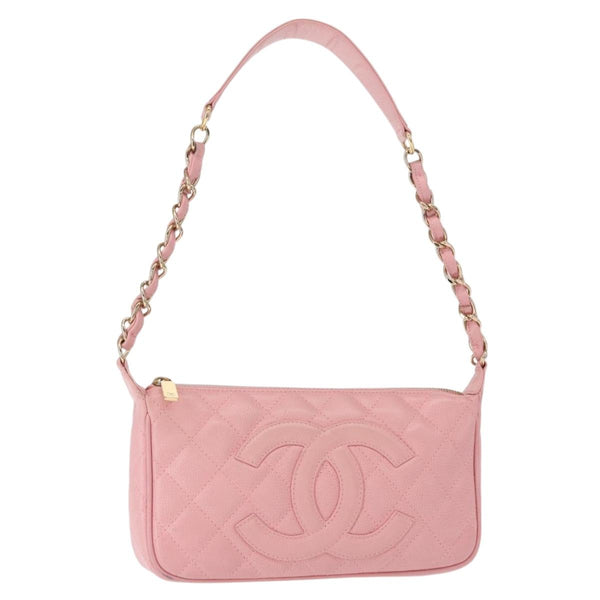 Chanel Matelasse COCO Mark Chain Bag Caviar Skin Pink