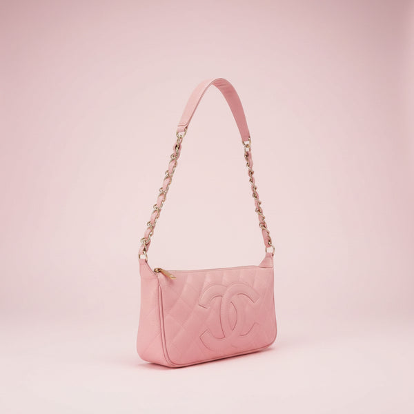 Chanel Matelasse COCO Mark Chain Bag Caviar Skin Pink