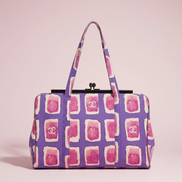 Chanel Hand Bag Satin Purple