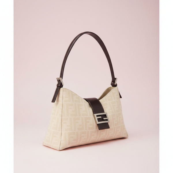Fendi Beige Zucca Canvas Mamma Baguette