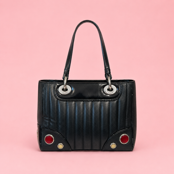 Christian Dior Cadillac Leather Tote Bag Black Galliano Era c. 2003–2004