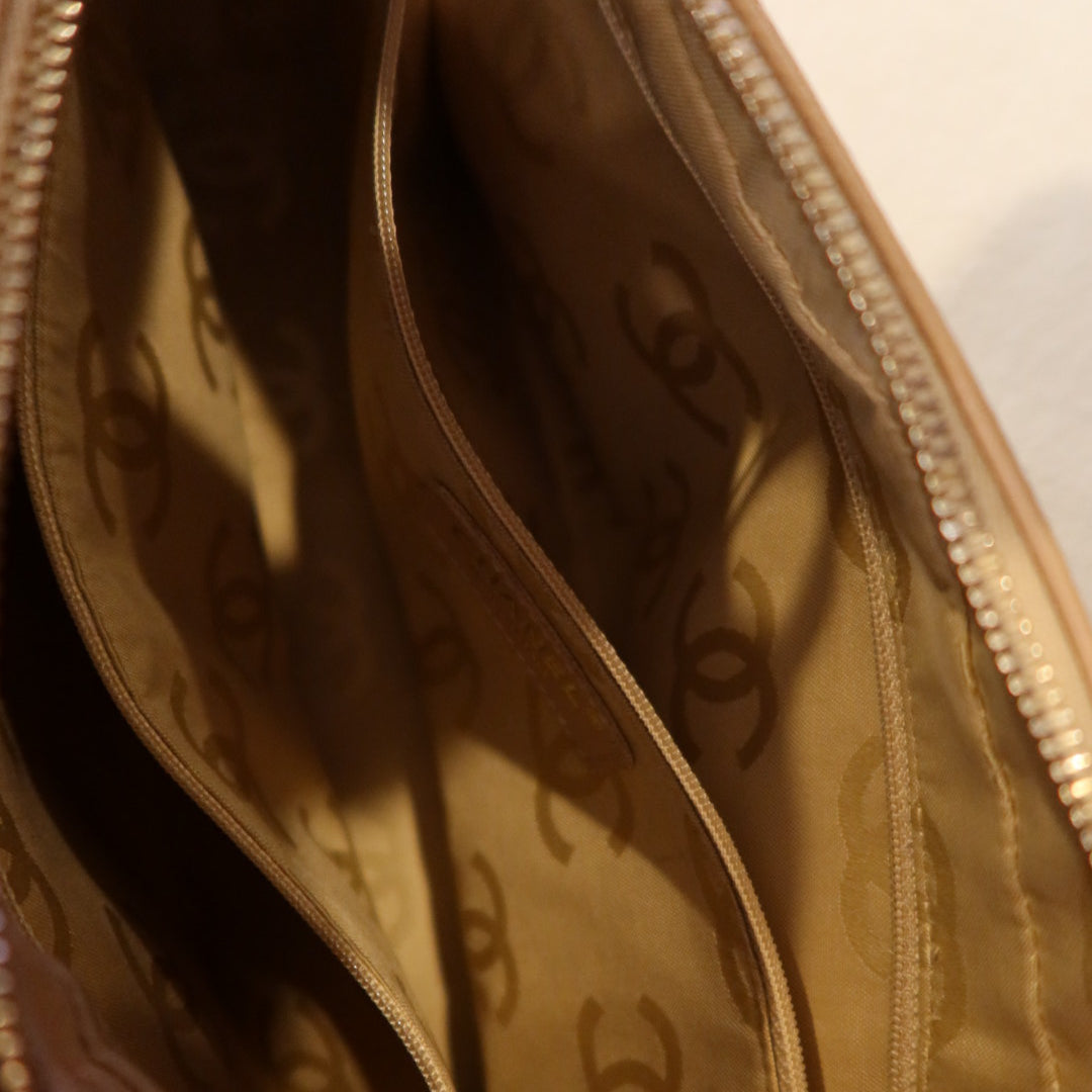 Chanel Beige Quilted Lambskin Vintage Wild Stitch Classic Shoulder Bag