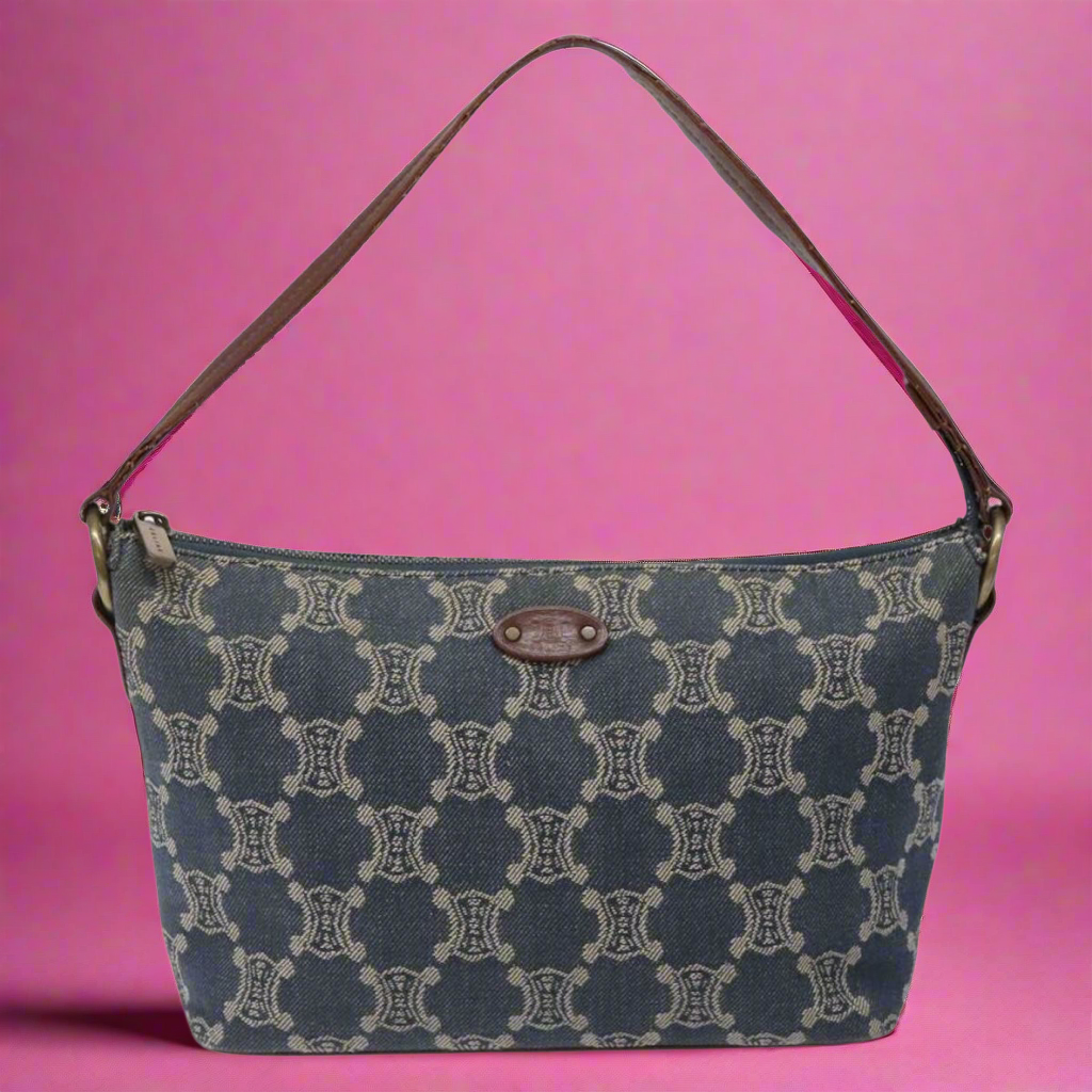 Celine Macadam Denim Shoulder Bag Denim