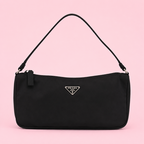 Prada Black Nylon Pochette Shoulder Bag