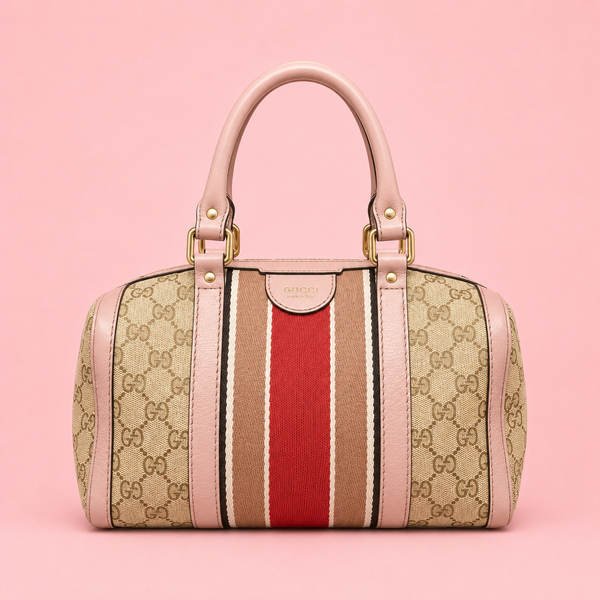 Gucci Vintage Web Boston Bag GG Canvas Medium with strap