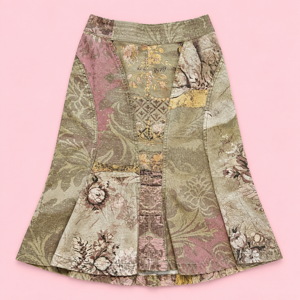 Roberto Cavalli SS 2005 Patchwork Print Midi Skirt