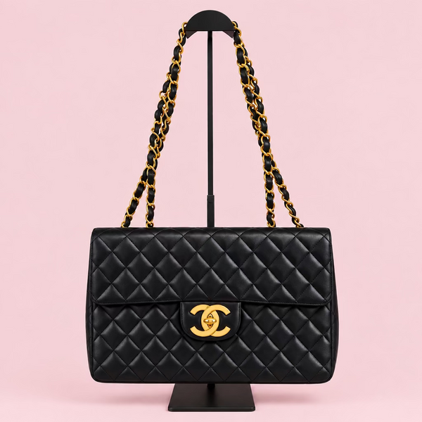 CHANEL Matelasse Lamb Skin Maxi Single Flap Bag