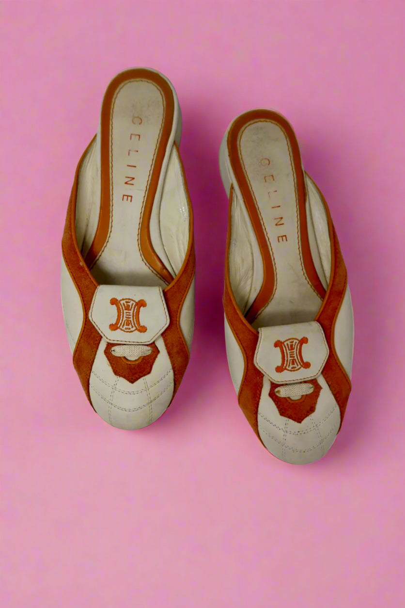 Celine Orange Slip-on Mules - 37.5 EU