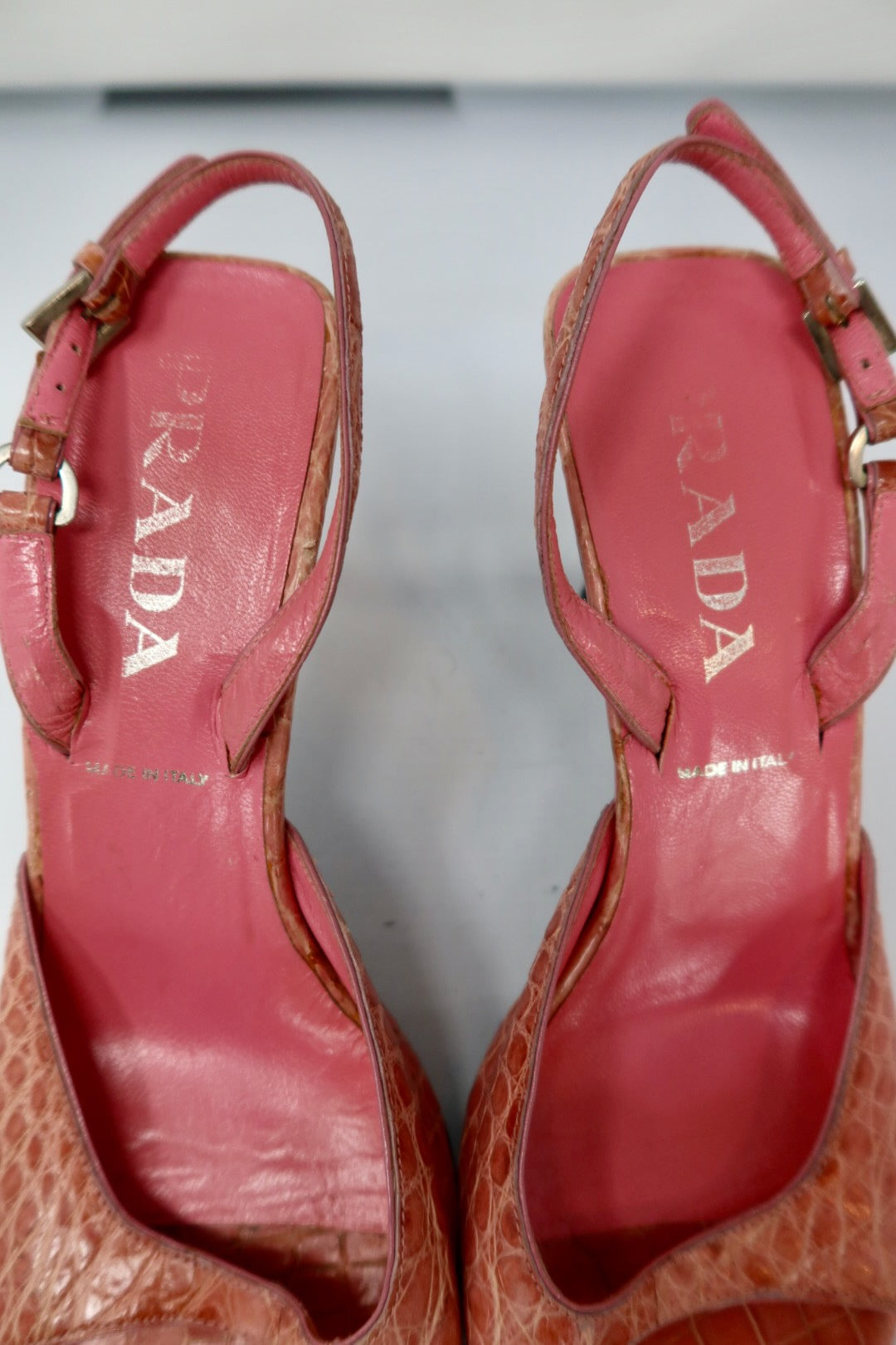 Pink Snakeskin Prada Heels - Size 37 EU