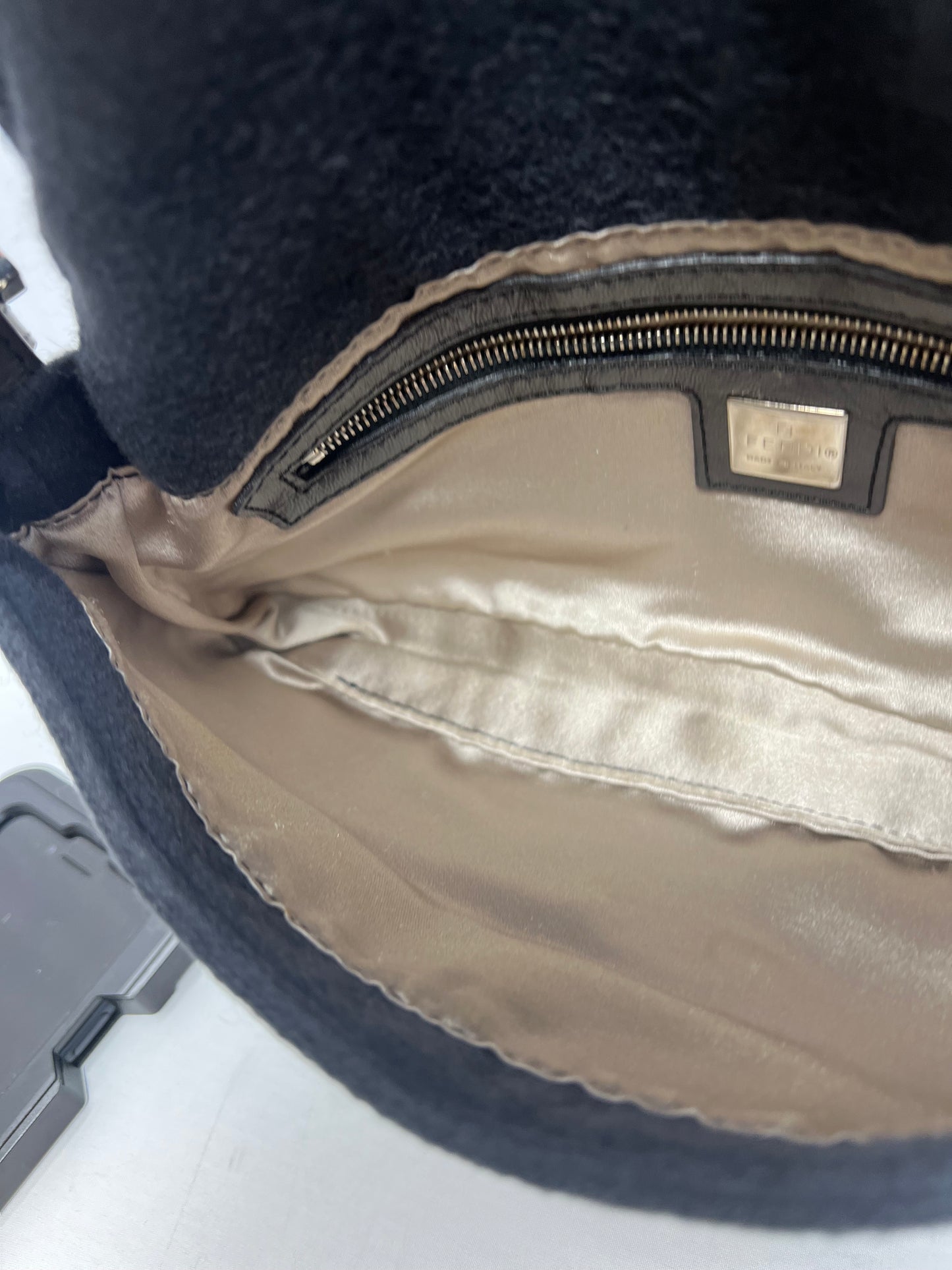 Fendi Beaded Baguette Black Cashmere Pony Hair