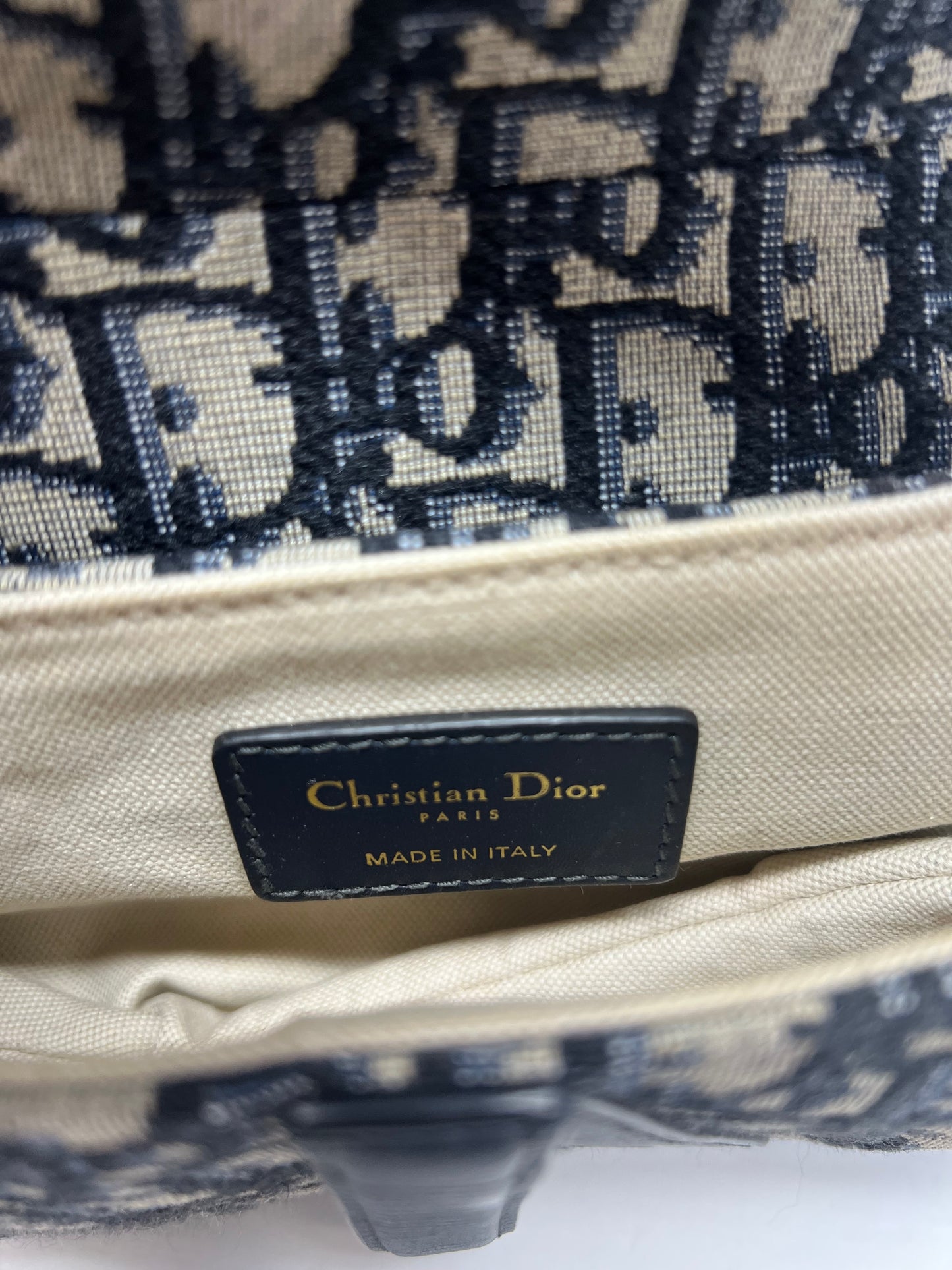 Christian Dior Mini Saddle Canvas Gray