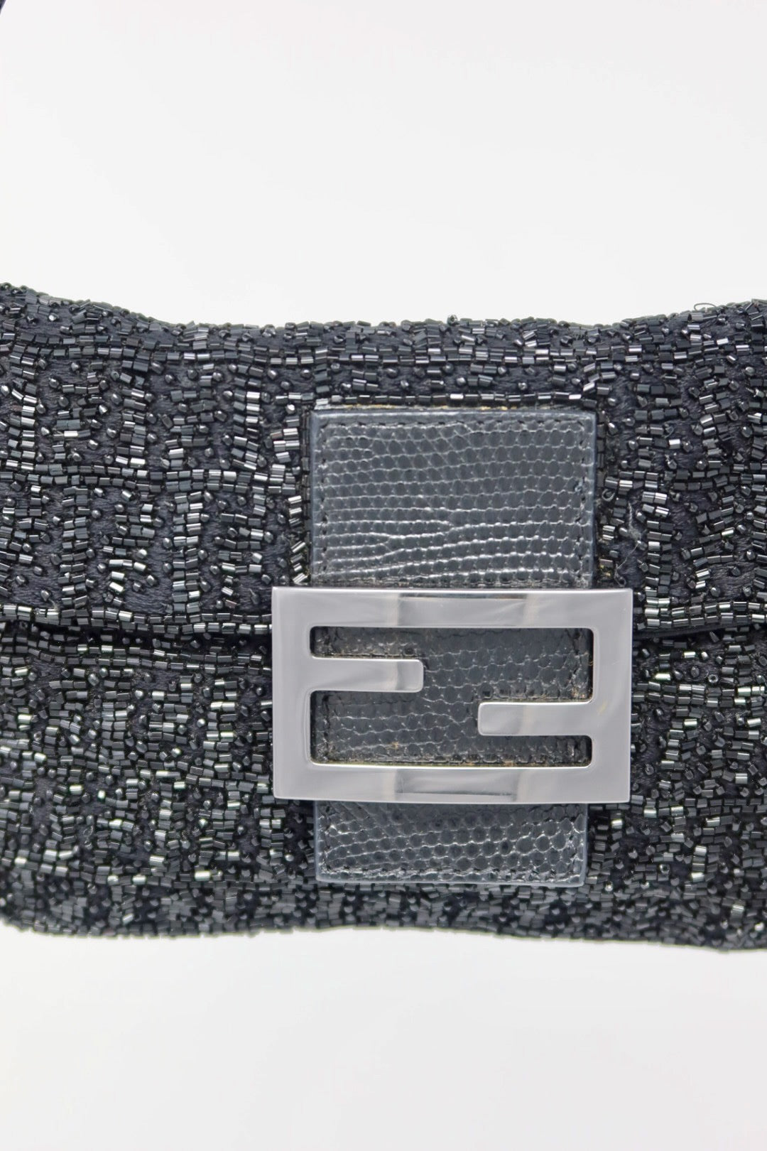 Fendi Beaded Black Baguette Mini