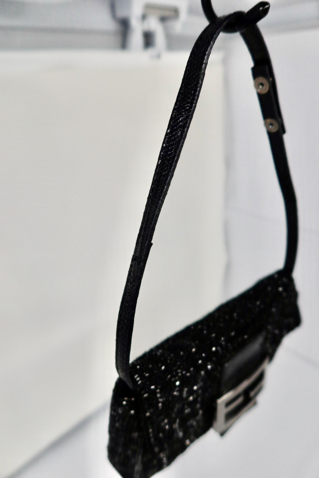 Fendi Beaded Black Baguette Mini