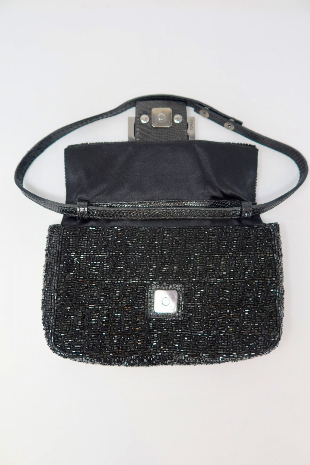 Fendi Beaded Black Baguette Mini
