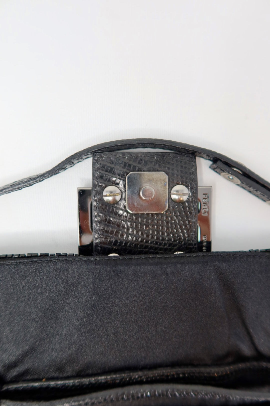 Fendi Beaded Black Baguette Mini