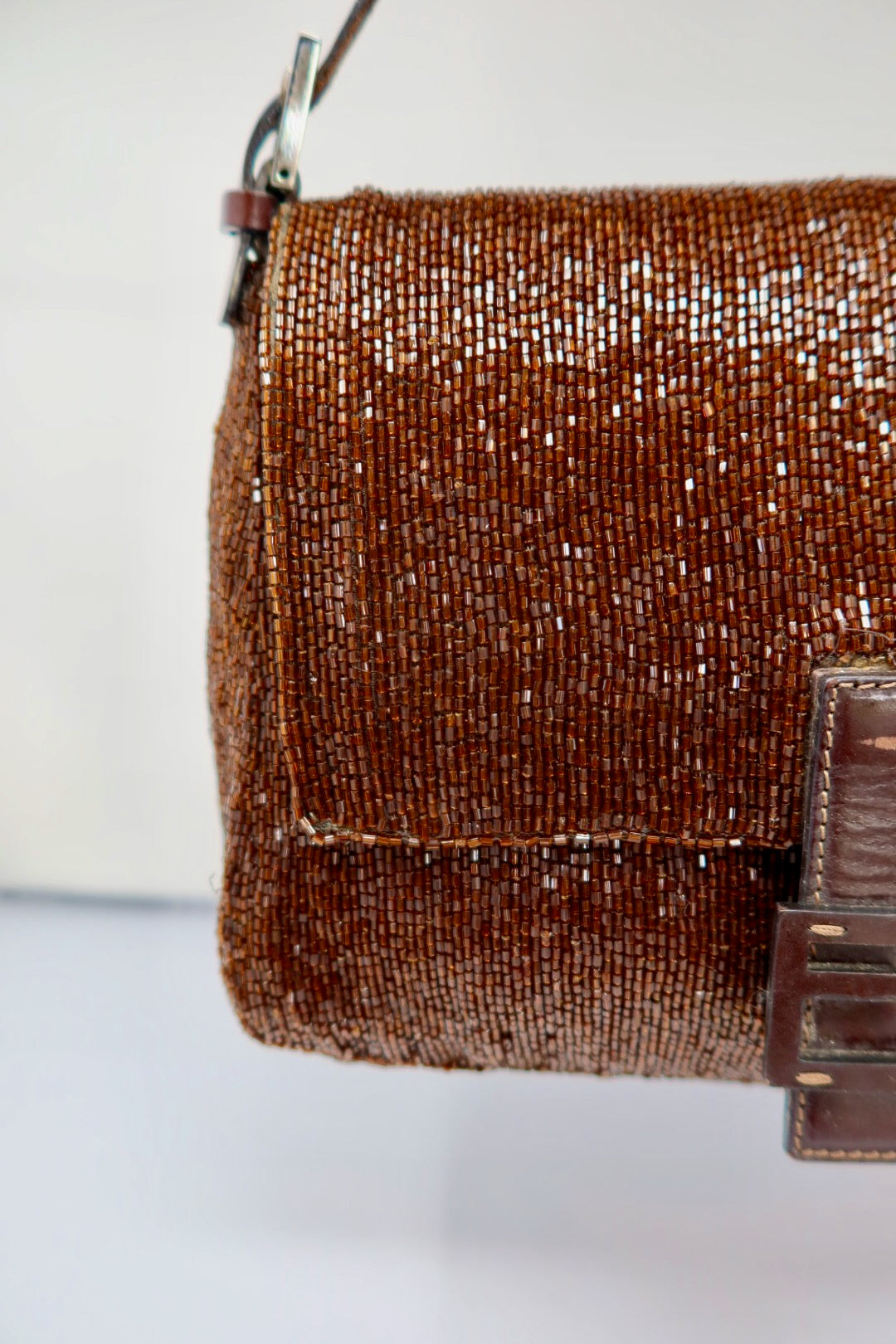 Fendi Mama Baugette Beaded Brown
