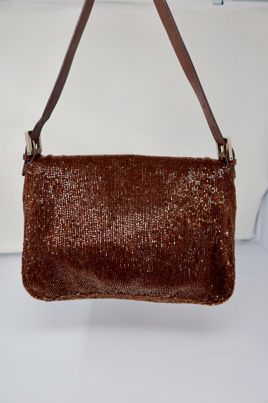 Fendi Mama Baugette Beaded Brown