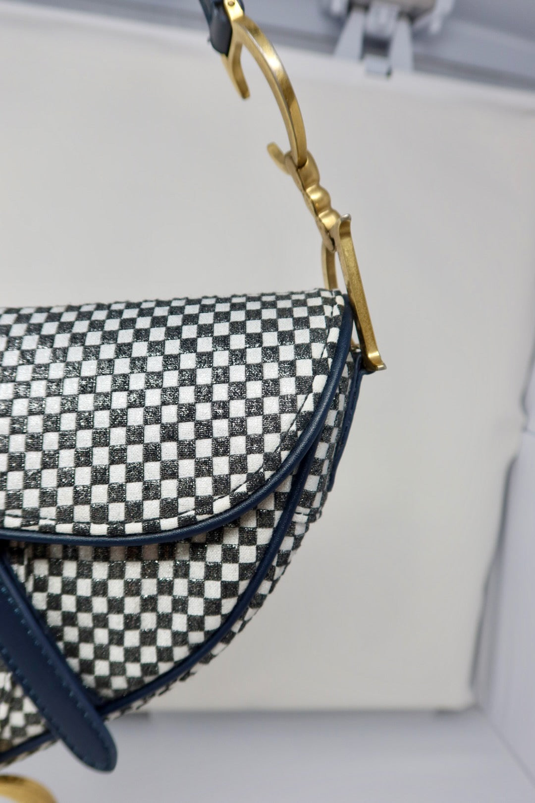 Dior Saddle Black & White Checkered