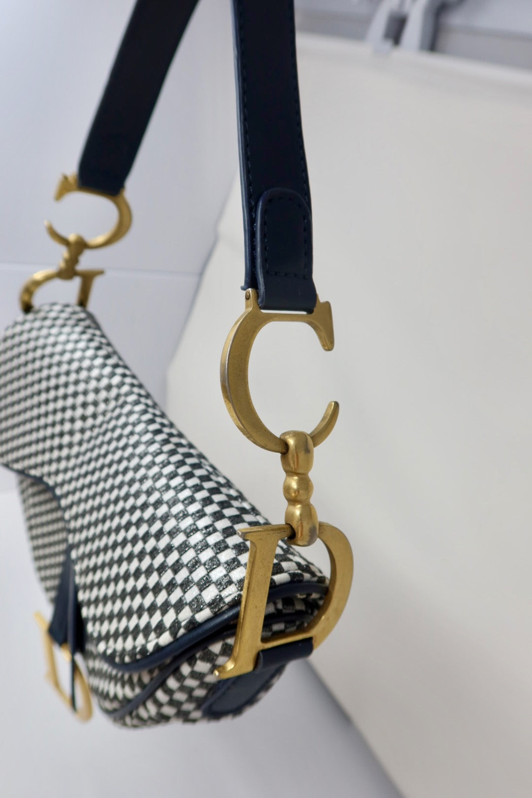 Dior Saddle Black & White Checkered