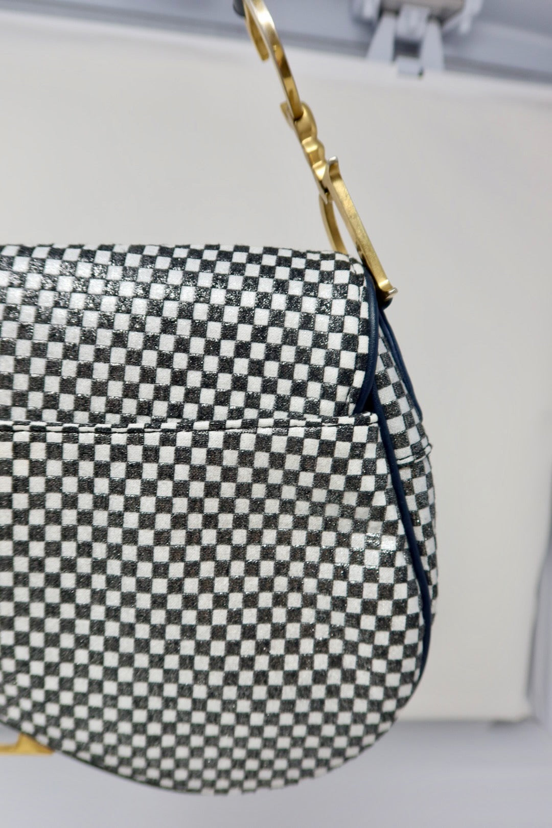 Dior Saddle Black & White Checkered