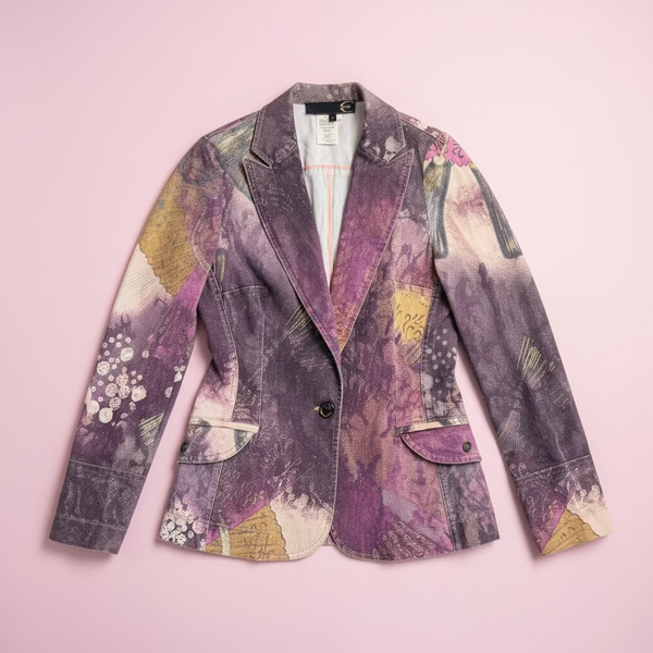 Cavalli purple patchwork blazer