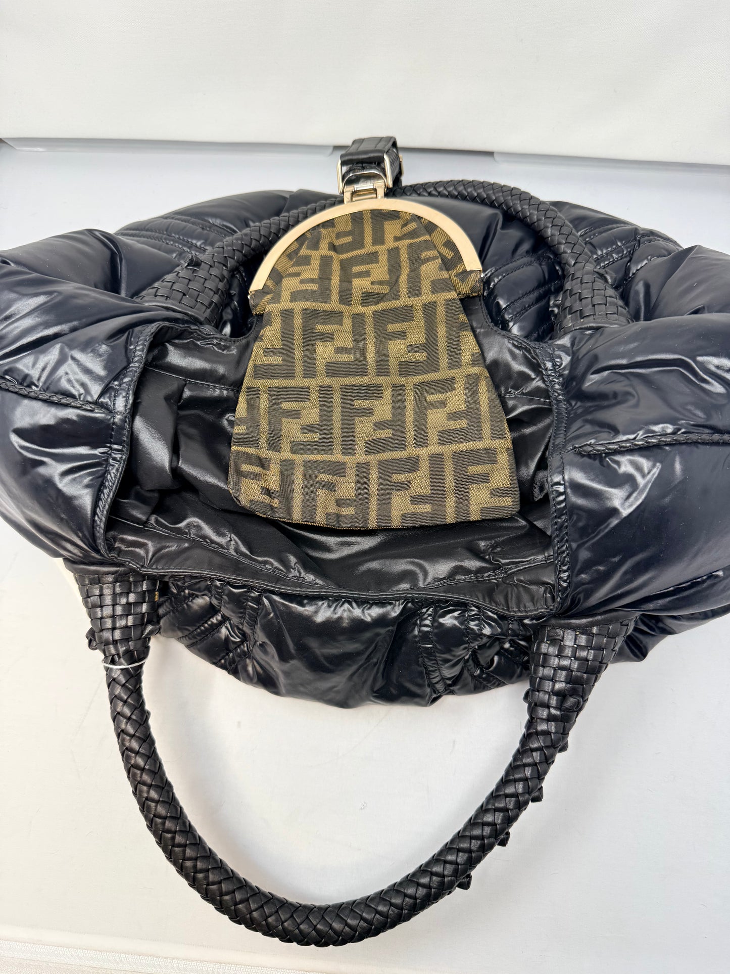 Fendi x Moncler Collab Black Puffy Spy Bag