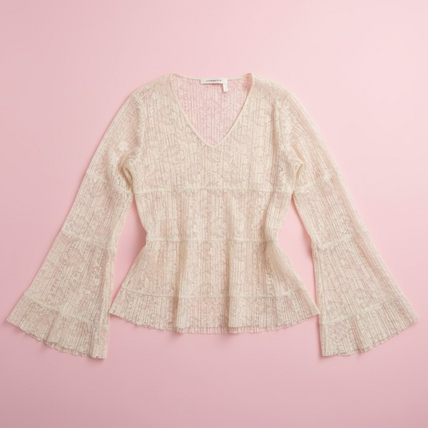 See by Chloé Pleated Lace Flared Blouse