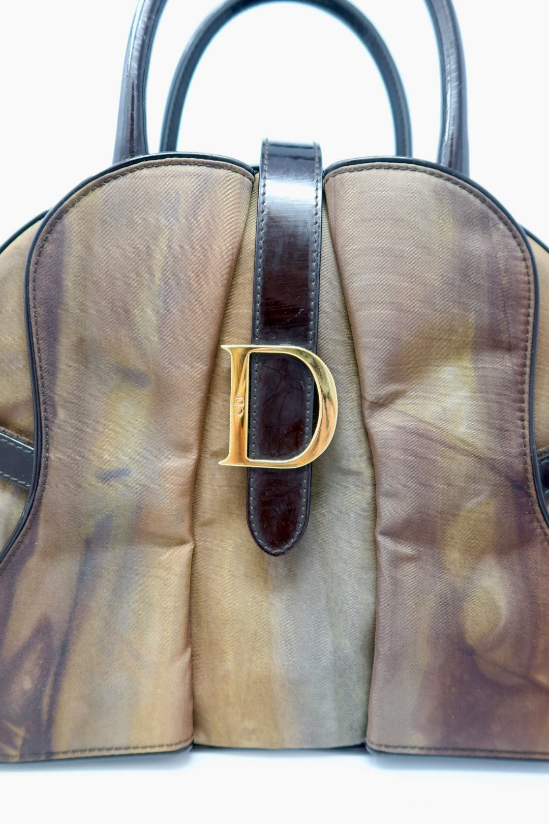 Christian Dior Double Saddle Brown Nylon Handbag