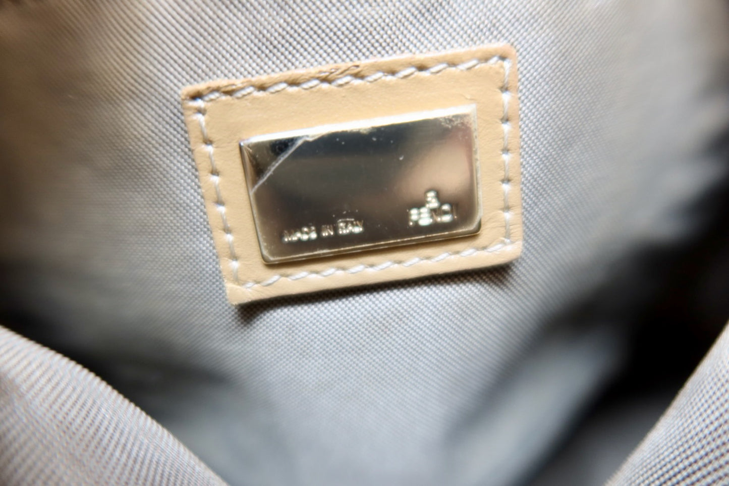 Fendi Zucchino Beige Canvas Boston Bag