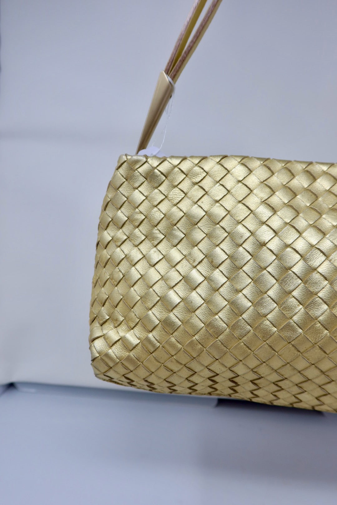 Bottega Veneta Intrecciato Gold Shoulder Bag Leather