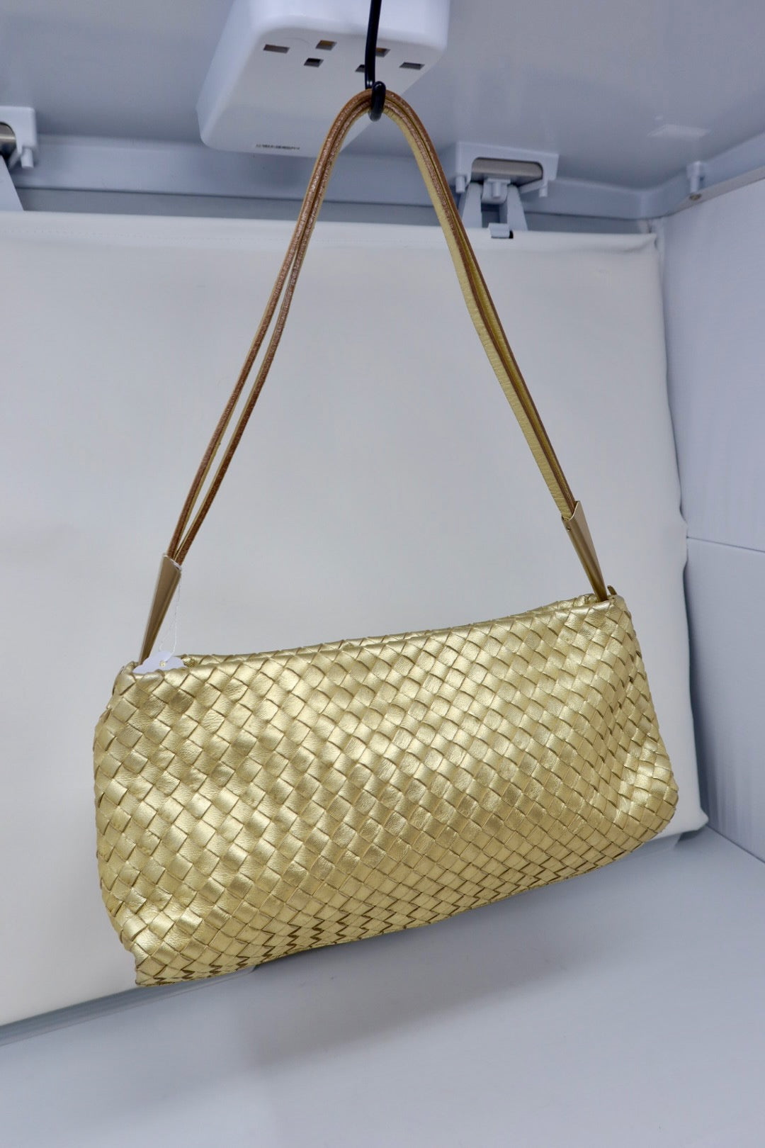 Bottega Veneta Intrecciato Gold Shoulder Bag Leather