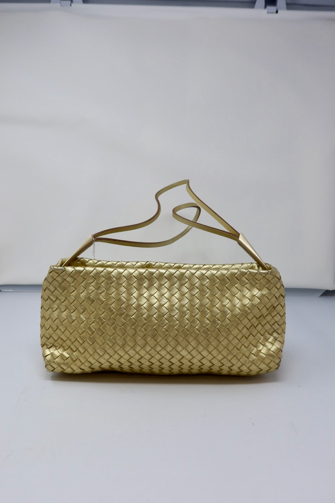 Bottega Veneta Intrecciato Gold Shoulder Bag Leather