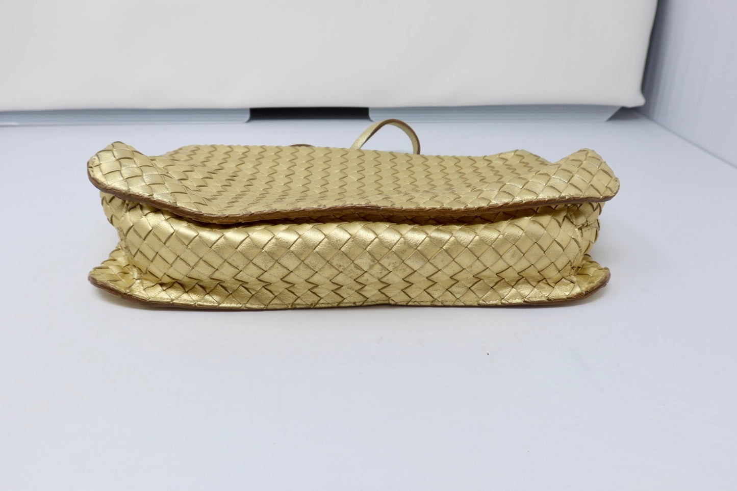 Bottega Veneta Intrecciato Gold Shoulder Bag Leather
