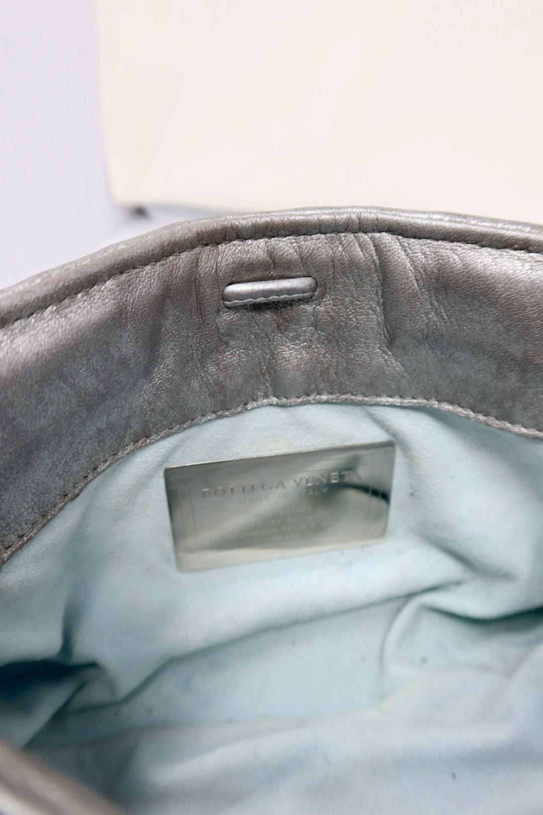 Bottega Veneta Intrecciato Leather Silver Shoulder Bag