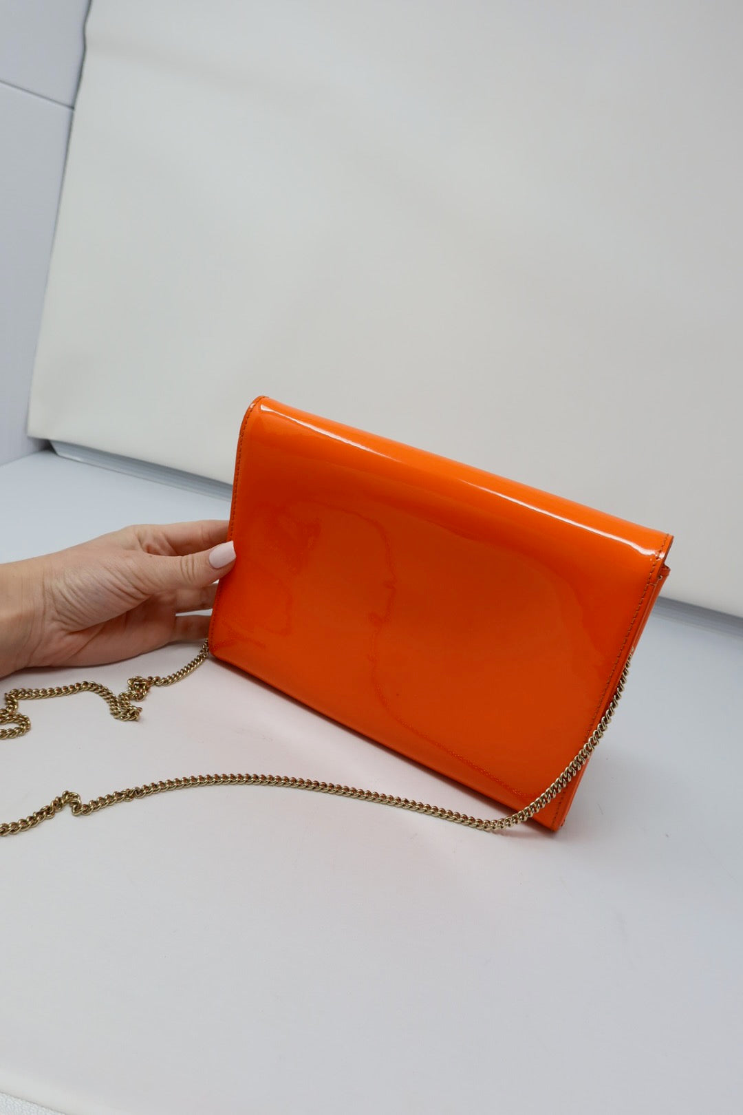 Versace Orange Medusa Chain Purse