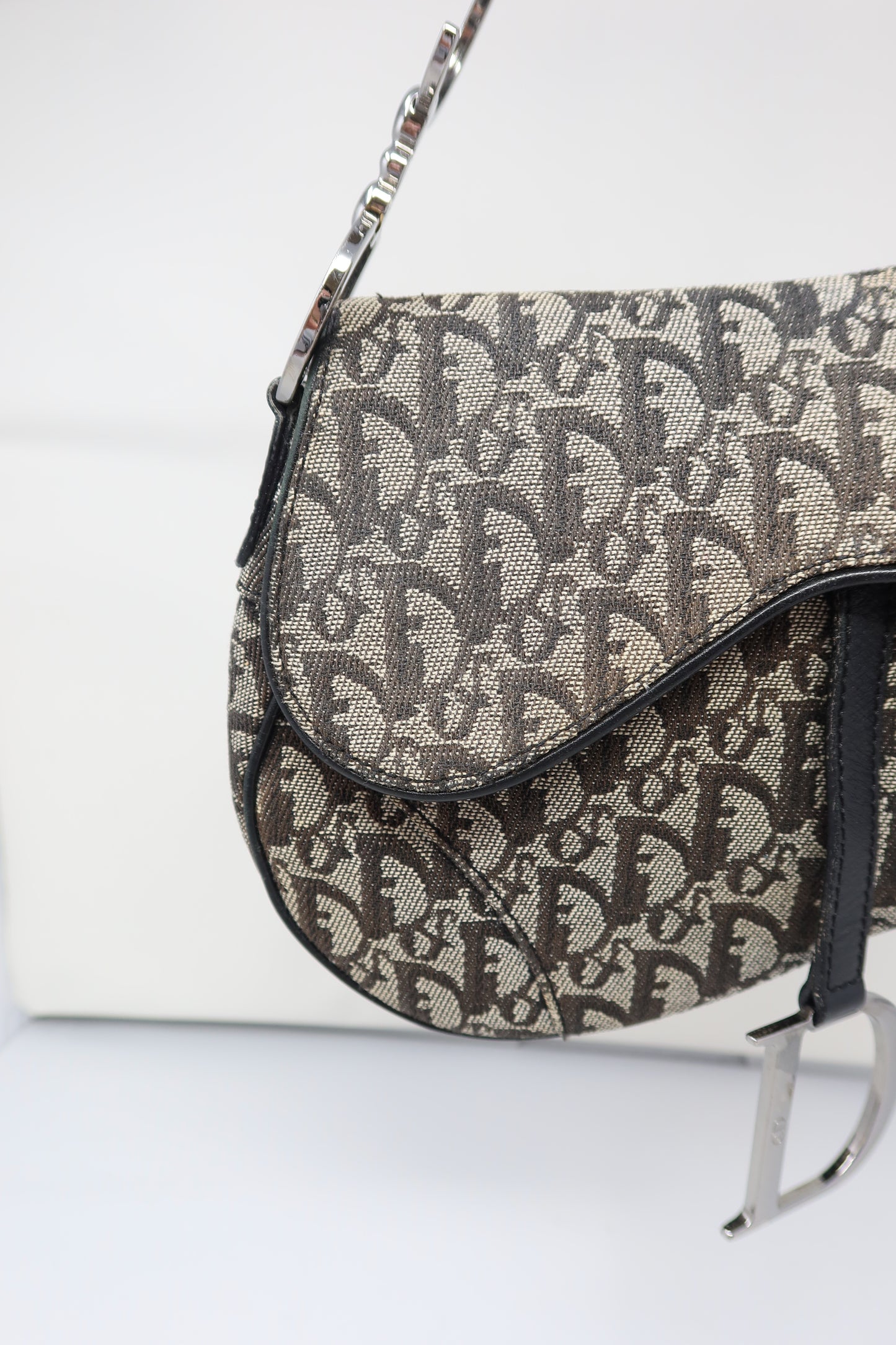 Dior Trotter Black Canvas Saddle Bag