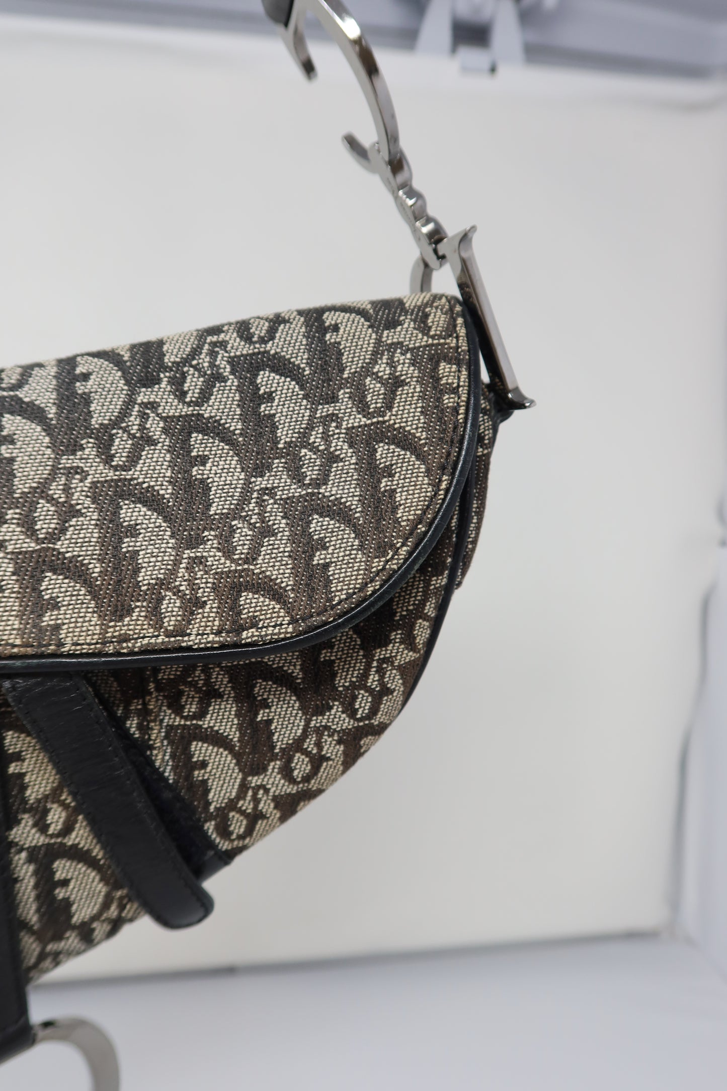 Dior Trotter Black Canvas Saddle Bag