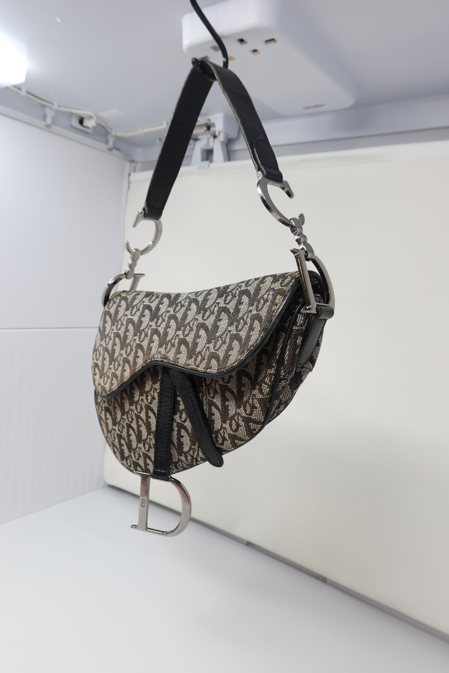 Dior Trotter Black Canvas Saddle Bag