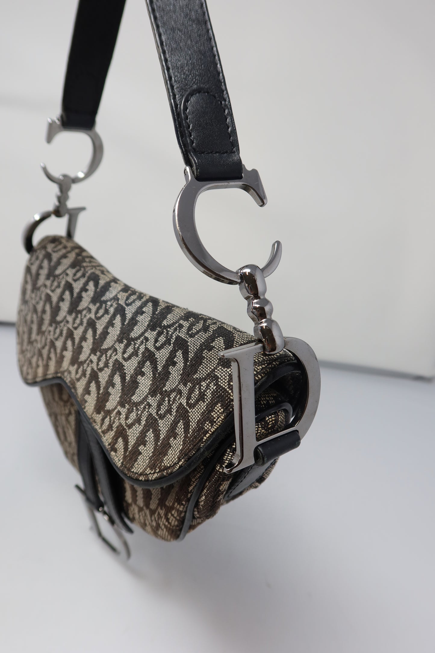 Dior Trotter Black Canvas Saddle Bag