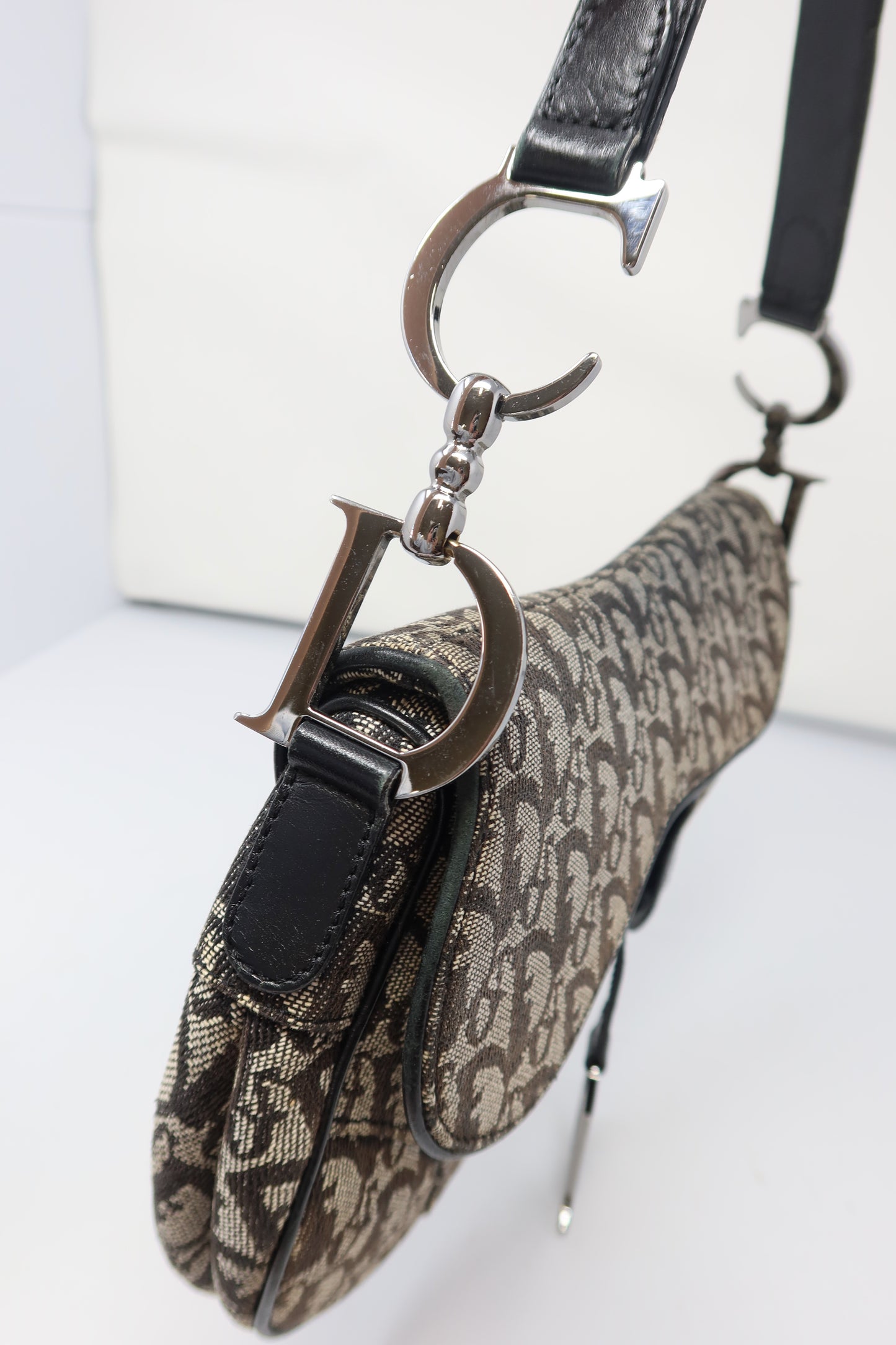 Dior Trotter Black Canvas Saddle Bag