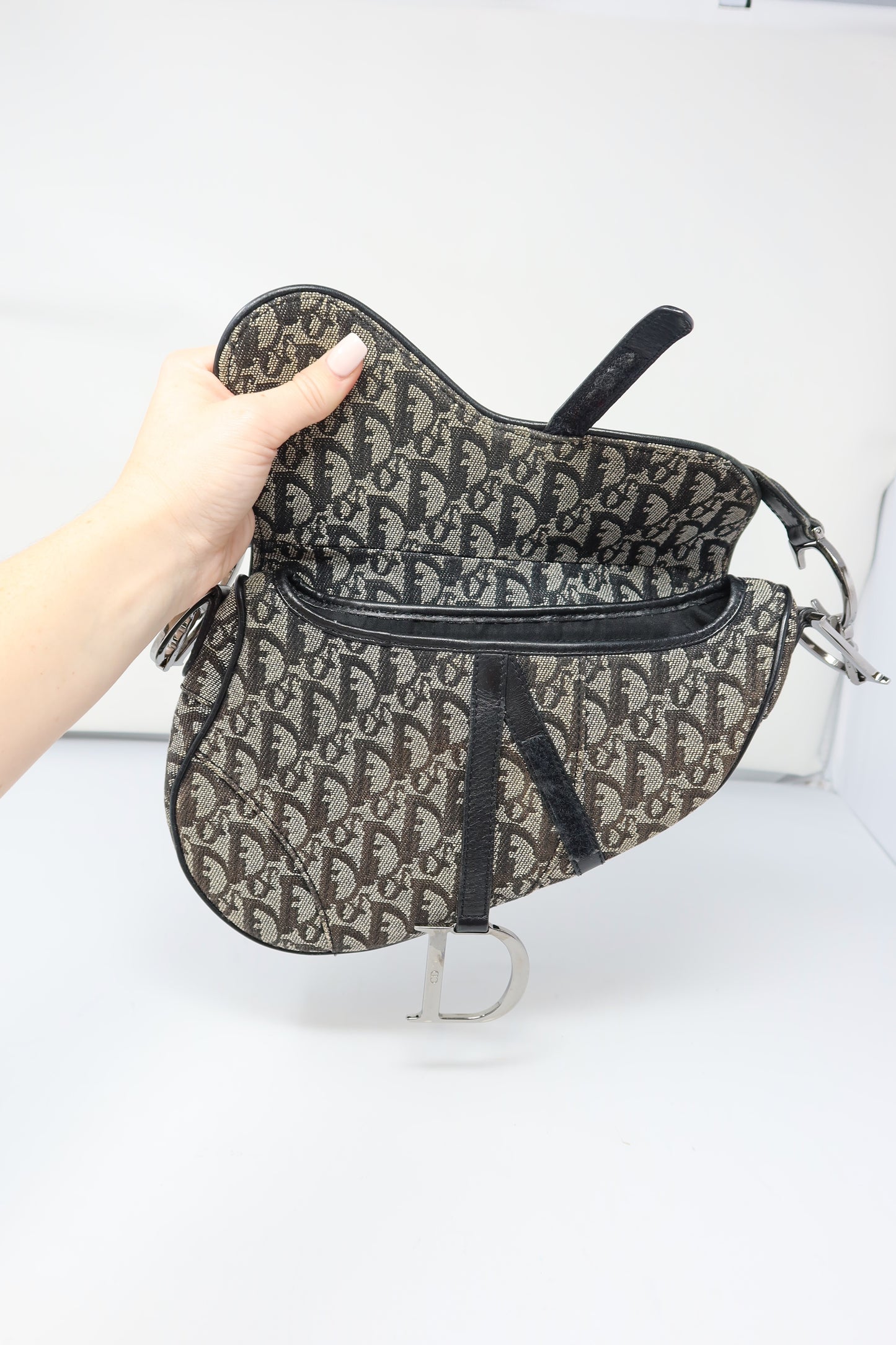 Dior Trotter Black Canvas Saddle Bag