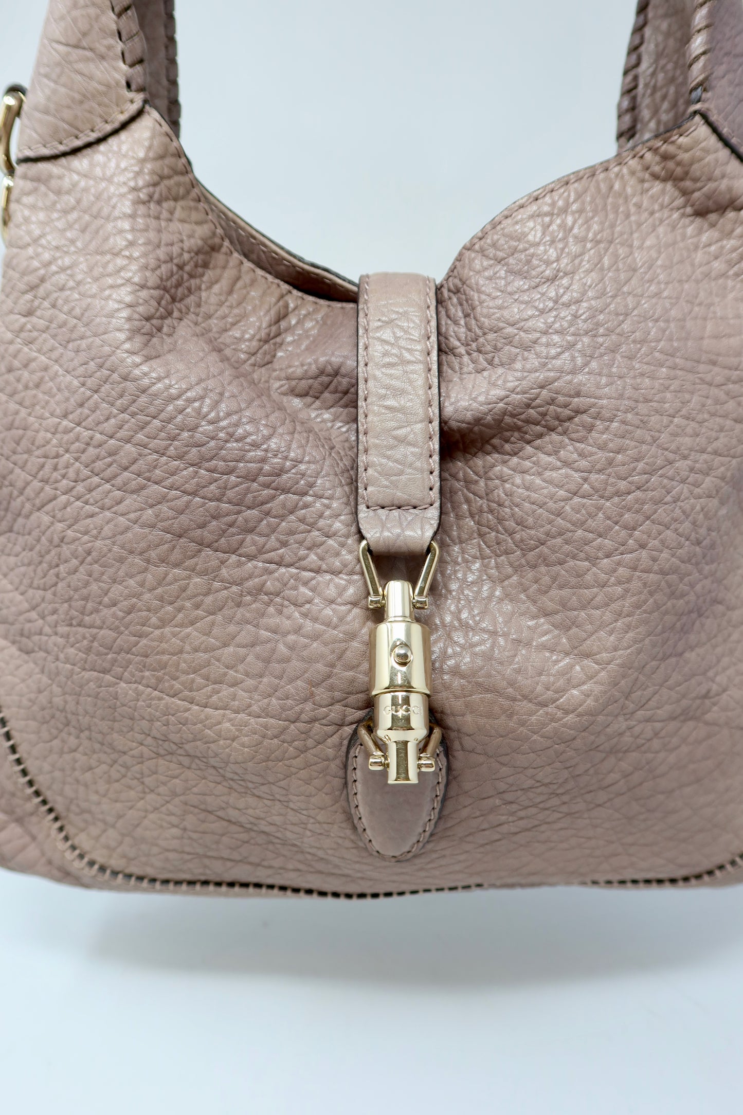 Gucci Hobo Jackie Grey Leather Shoulder Bag (comes with strap)
