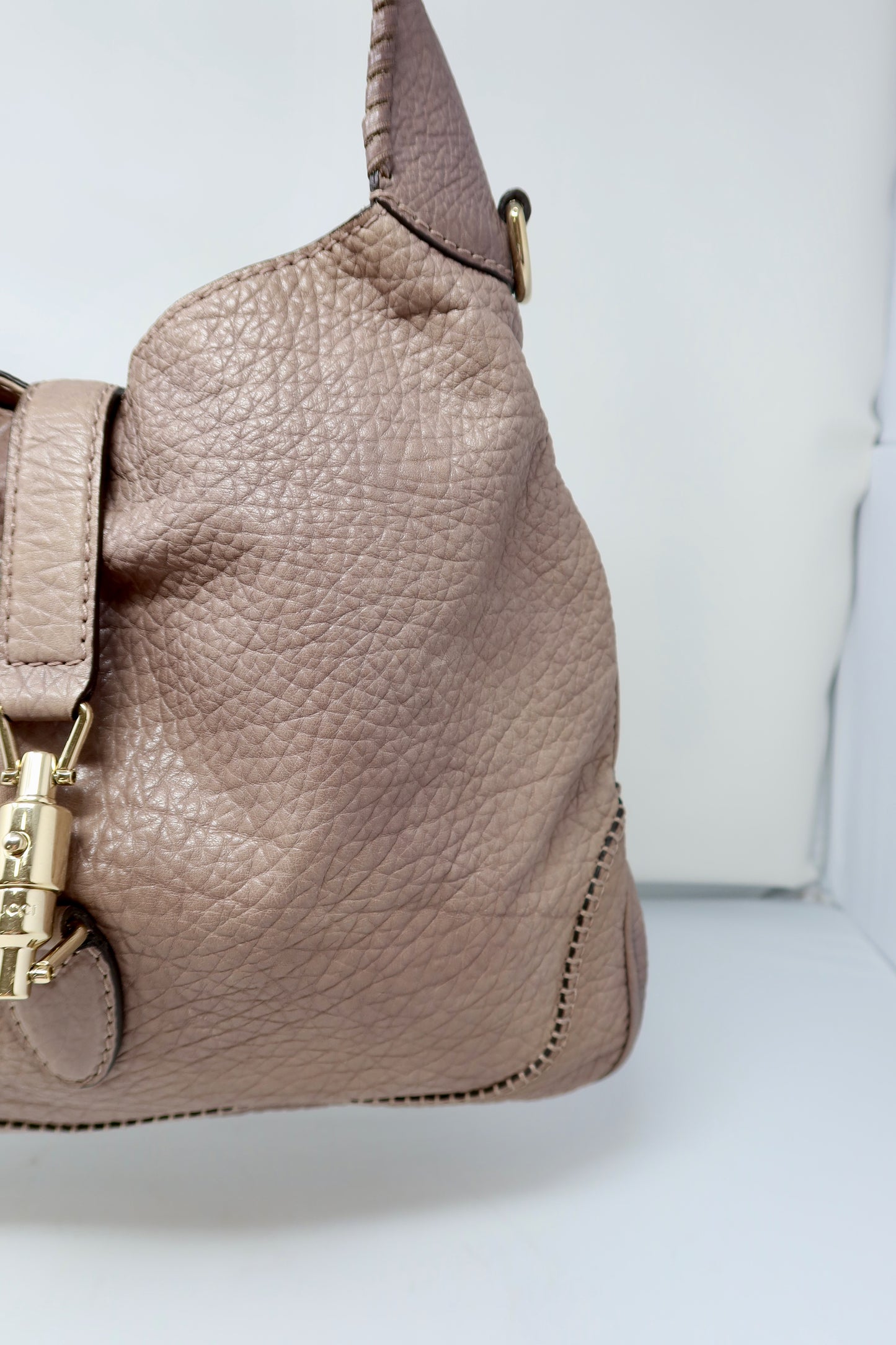 Gucci Hobo Jackie Grey Leather Shoulder Bag (comes with strap)