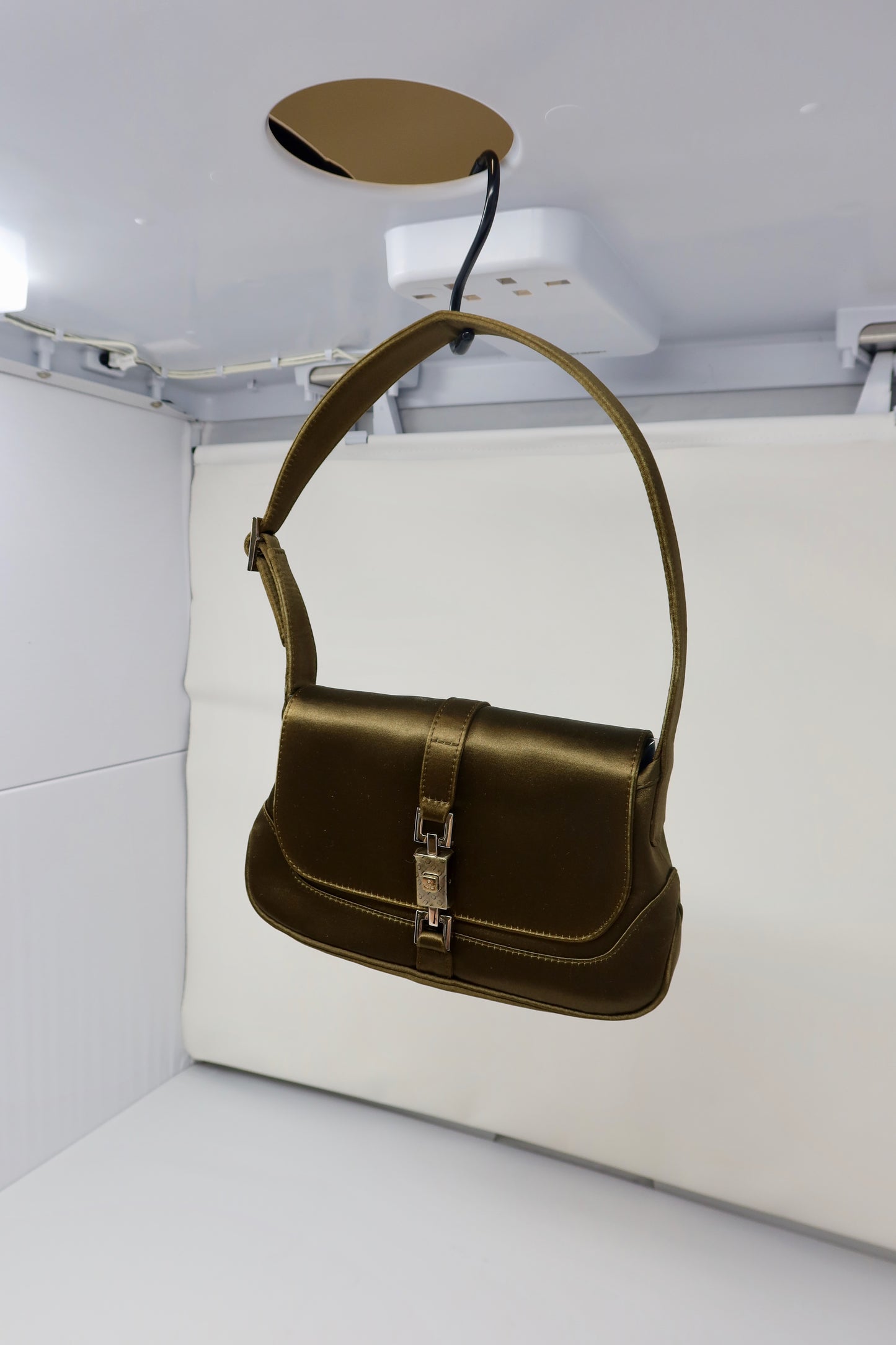 Gucci Tom Ford Era Mini Khaki Satin Jackie Bag