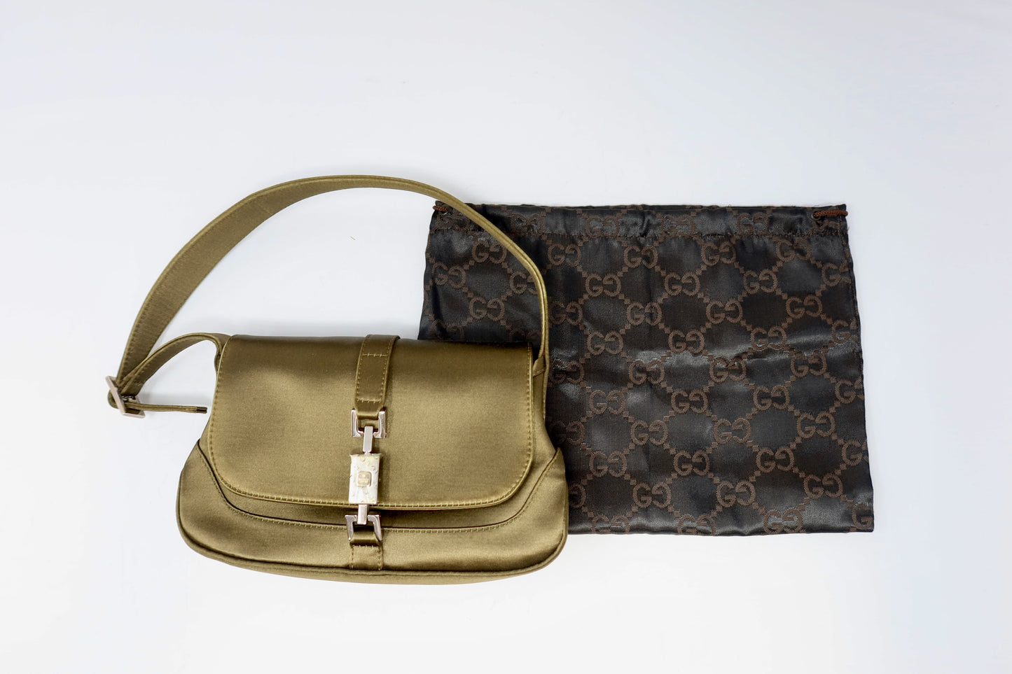 Gucci Tom Ford Era Mini Khaki Satin Jackie Bag