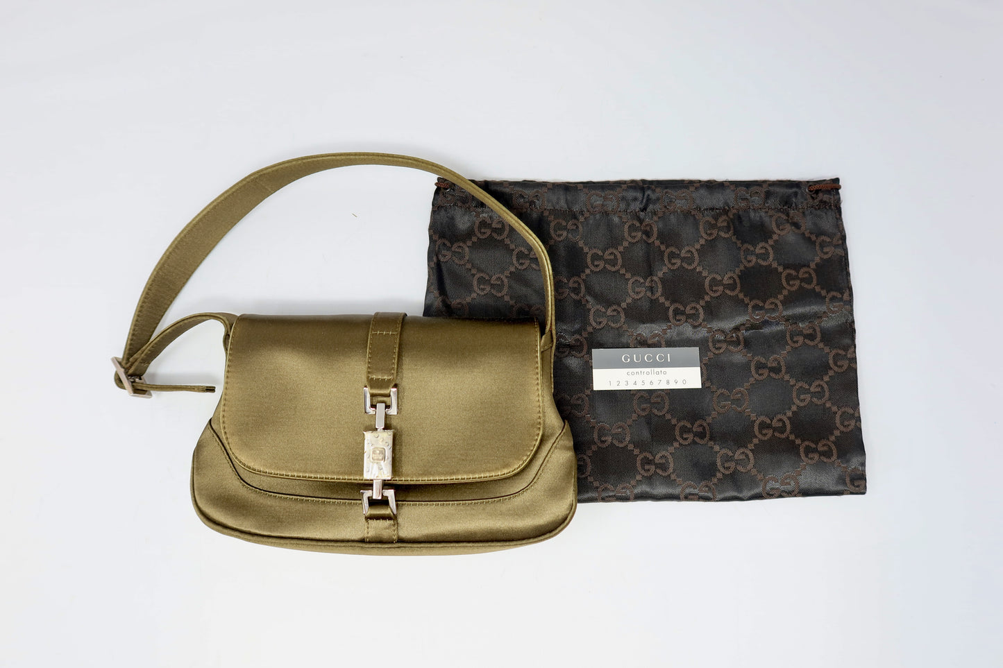 Gucci Tom Ford Era Mini Khaki Satin Jackie Bag
