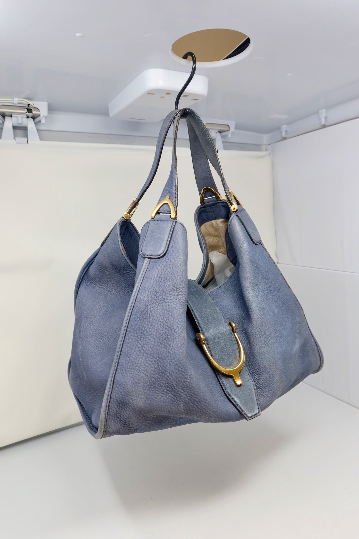 Gucci Horsebit Blue Leather Hobo Bag