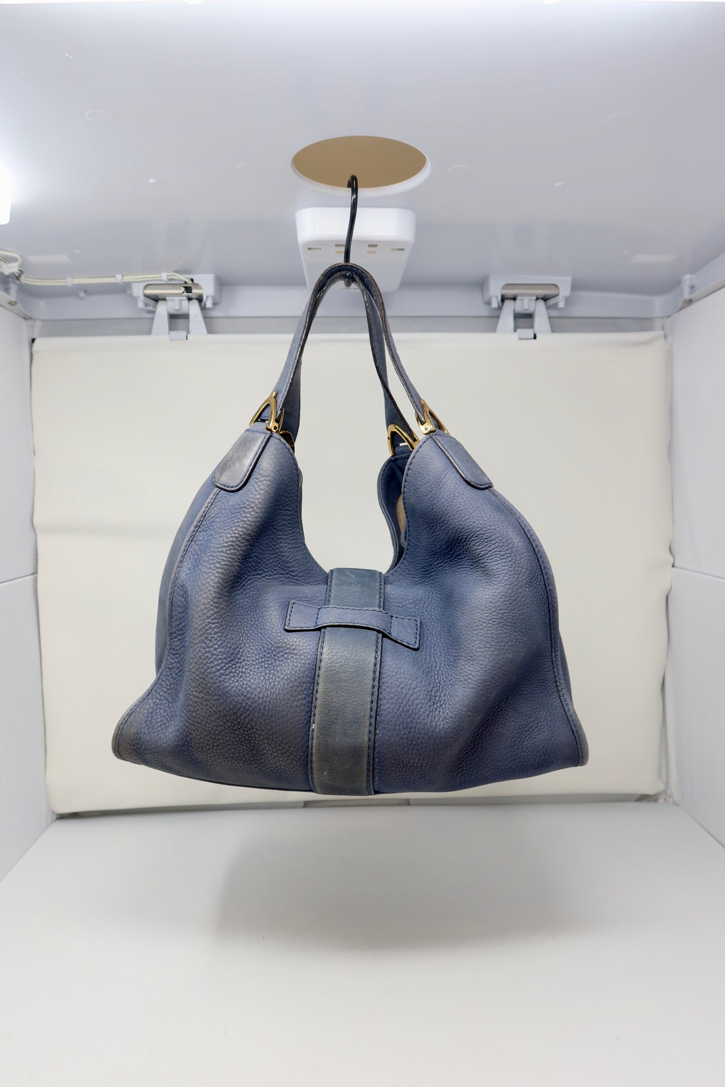 Gucci Horsebit Blue Leather Hobo Bag